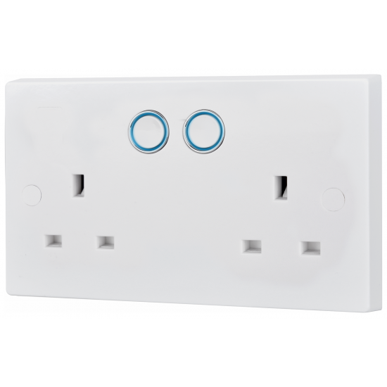 BG Smart Nexus White Square Edge Double Socket