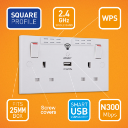 BG 2G Socket 1 x USB WiFi Extender Socket