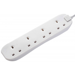 Masterplug 2m 4 Socket 13A Extension Lead White