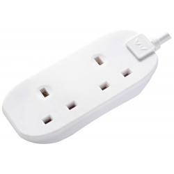 2 SKT 5M 13A EXT LEAD WHITE