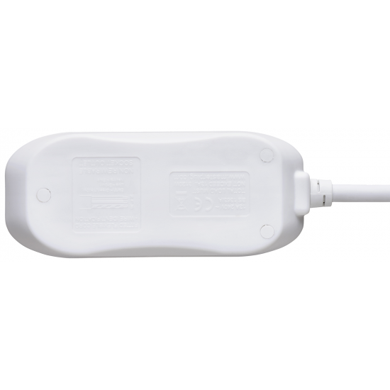 2 SKT 5M 13A EXT LEAD WHITE