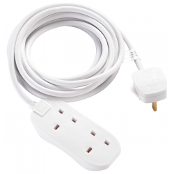 2 SKT 5M 13A EXT LEAD WHITE