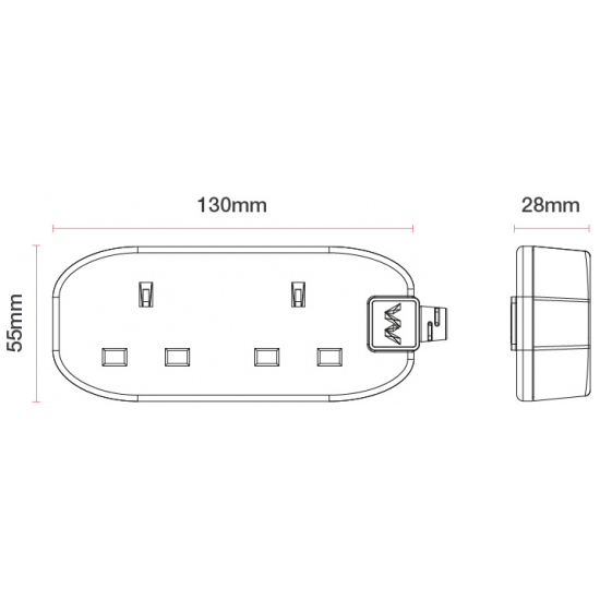2 SKT 5M 13A EXT LEAD WHITE