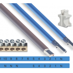 Cable Kit includes neutral and live cables, terminal bar, fixing clip and spare labels (may be used