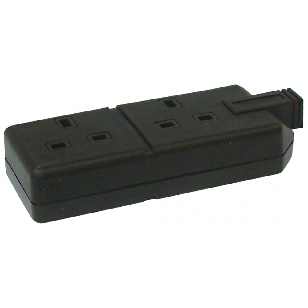 Masterplug 13A Rewireable Double Trailing Socket Black