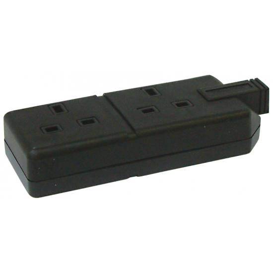 Masterplug 13A Rewireable Double Trailing Socket Black