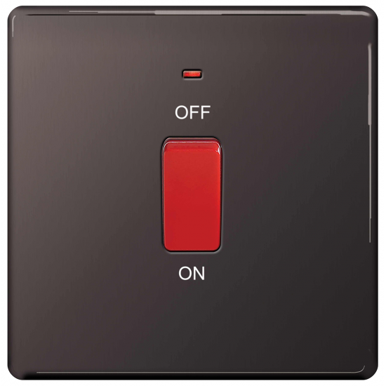 BG Blk/Nic Screwless 45A DP Switch Neon