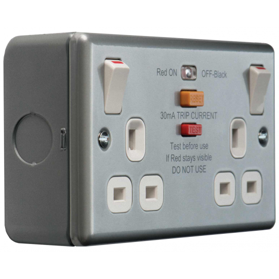 Metal Clad Double Switched Socket with RCD