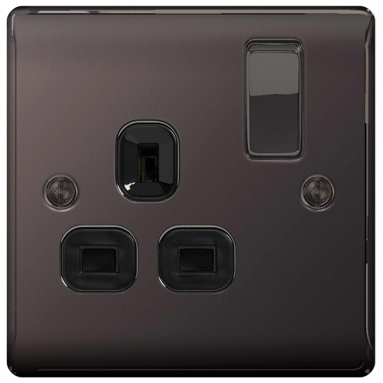 BG Black Nickel 10AX 1G switch socket