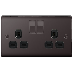 BG Black Nickel 10AX 2G switch socket blk inserts