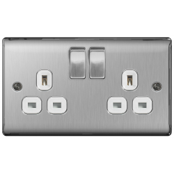 Nexus Metal Brushed Steel Double Socket