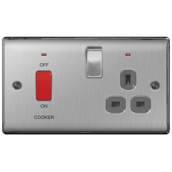 Nexus Metal Brushed Steel 45A Cooker Control Unit with Socket and LED's