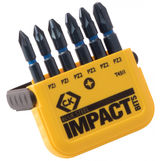 C.K Blue Steel Impact Screwdriver Bit - PZ Set of