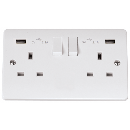 Click 13A 2G Sw/Skt 2 x USB