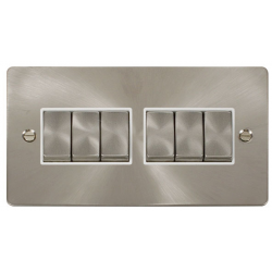 Click Br/Stl Flat Plate 6G 2W Switch Whi