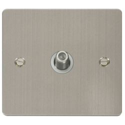 Click St/Stl Flat Plate 1G Sat + 1G TV Whi