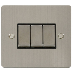 Click St/Stl Flat Plate 3G 2W Switch Blk