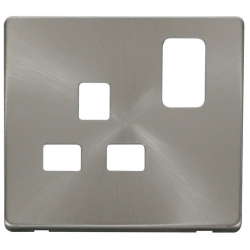 1G 13A SW SOCKET PLATE  - BR.ST.