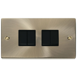 Click Ant-Brass 10A 4Gang 2Way Switch Blk Ins
