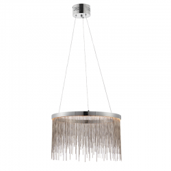  suspended from subtle clear cables that are height adjustable.,Zelma 1lt Pendant,Steel,Chrome plate