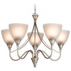 Santana 5 Light Flush Fitting Sat/St Opal