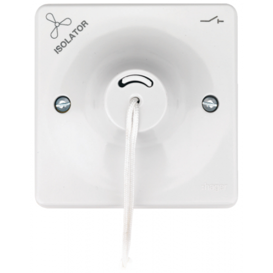 Hager Ceiling Pull Switch Triple Pole Marked 'FAN & ISOLATOR'