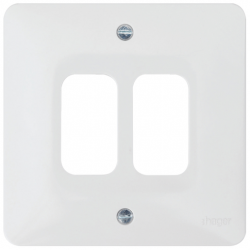 2 Gang White Moulded Grid Plate