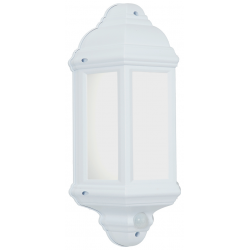 Halbury PIR 1lt wall IP44 7W cool white - matt whi