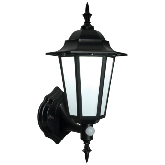 Evesham PIR 1lt wall IP44 7W cool white - matt bla