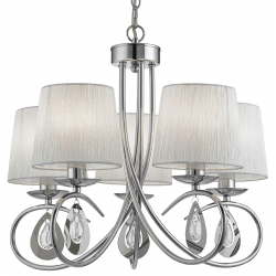 ANGELIQUE CHROME 5 LIGHT CEILING FITTING WITH PLEATED SHADE