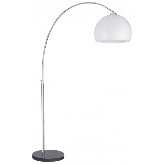 ARCS CHROME FLOOR LAMP WITH WHITE PLASTIC DOME SHADE