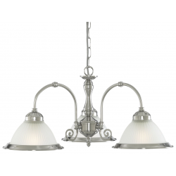 AMERICAN DINER SATIN SILVER 3 LIGHT FITTING WITH ACID RIBBED GLASS