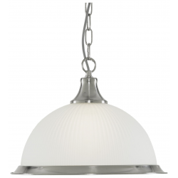 AMERICAN DINER SATIN SILVER PENDANT WITH ACID RIBBED GLASS