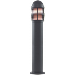 ALUMINIUM IP44 BLACK BOLLARD LIGHT POLYCARBONATE DIFFUSER