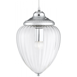 CHROME PENDANT LIGHT WITH CLEAR RIBBED OPTIC GLASS SHADE