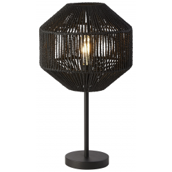 1LT TABLE LAMP, BLACK WICKER
