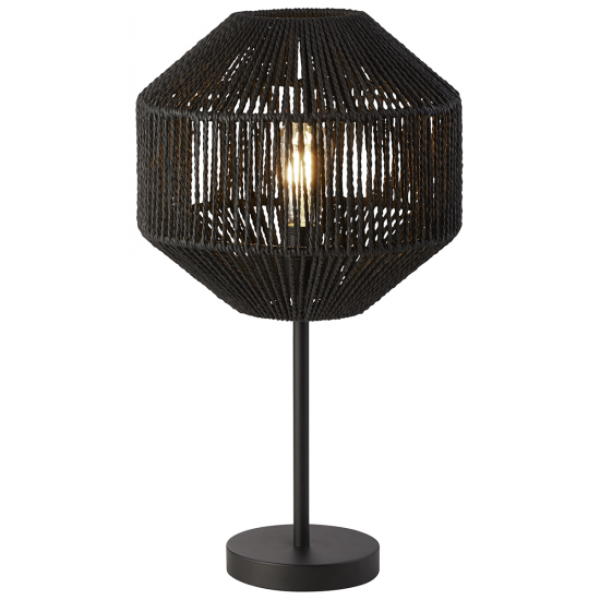 1LT TABLE LAMP, BLACK WICKER