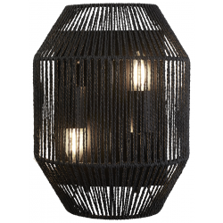 2LT WALL LIGHT, BLACK WICKER