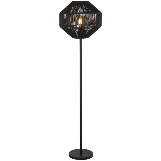 1LT FLOOR LAMP, BLACK WICKER