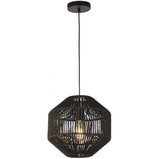 1LT PENDANT, BLACK WICKER