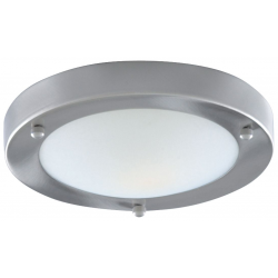IP44 SATIN SILVER FLUSH FITTING WITH DOMED MARBLE GLASS DIFFUSER