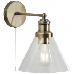 PYRAMID WALL LIGHT - AB, GLASS SHADE