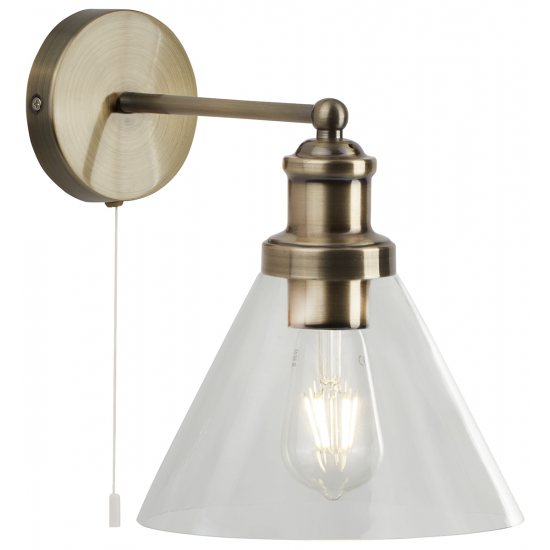 PYRAMID WALL LIGHT - AB, GLASS SHADE