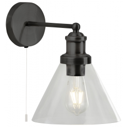 Pyramid Wall Light  - Black Metal & Glass