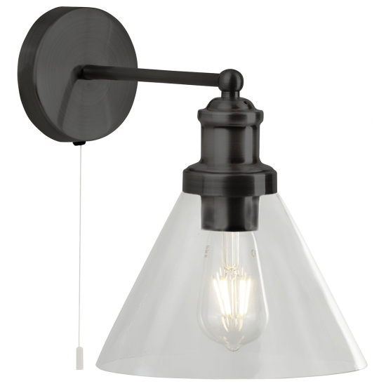Pyramid Wall Light  - Black Metal & Glass