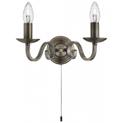 RICHMOND ANTIQUE BRASS 2 LIGHT WALL BRACKET WITH CANDLE STYLE SCONCES