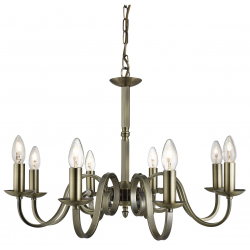 RICHMOND ANTIQUE BRASS 8 LIGHT CEILING FITTING WITH CANDLE STYLE SCONCES