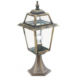 NEW ORLEANS ALUMINIUM IP44 BLACK GOLD OUTDOOR POST LAMP, CLEAR GLASS