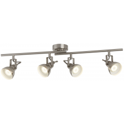 FOCUS 4 LIGHT SATIN SILVER INDUSTRIAL SPOTLIGHT ADJUSTABLE BAR