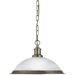 BISTRO ANTIQUE BRASS PENDANT LIGHT WITH MARBLE GLASS SHADE